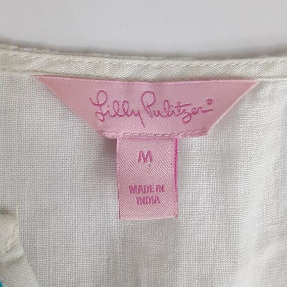 Lilly Pulitzer Breakers Row Ombré Linen Tunic Top Embroidered Womens M Resort - Picture 6 of 11